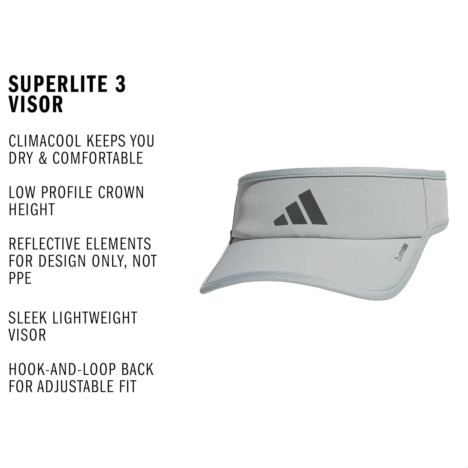 image:imageadidas Mens Superlite Visor OpenTop Design MoistureWicking Sweatband Adjustable Fit 3Stripes Side Detail DialIn Your Fit AllDay Sun ComfortWonder Sage GreenGrey Six3