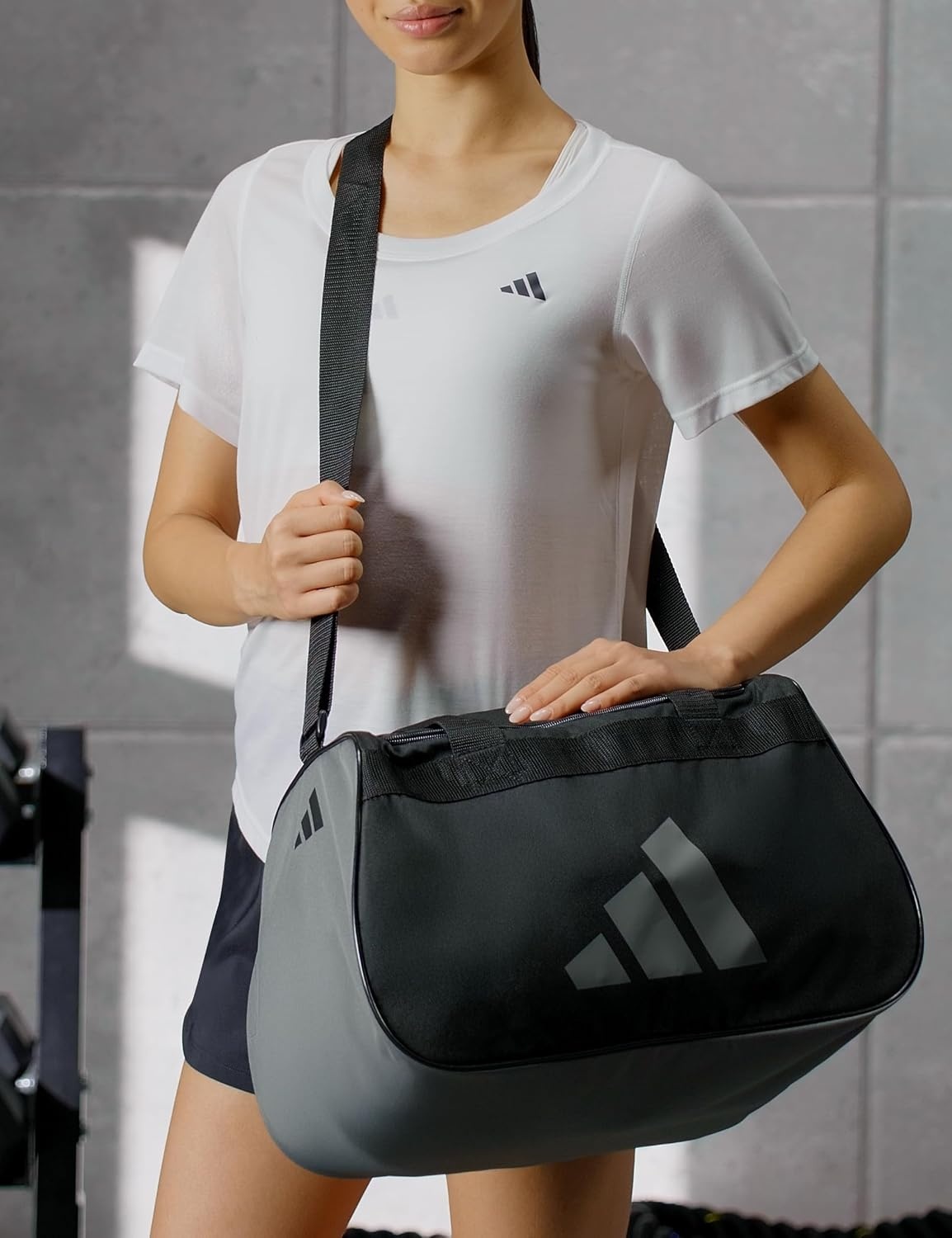 image:imageadidas Power Gym Bag Lightweight Small Duffel Blush PinkWhiteHalo Silver Grey OSFABlackGrey Four