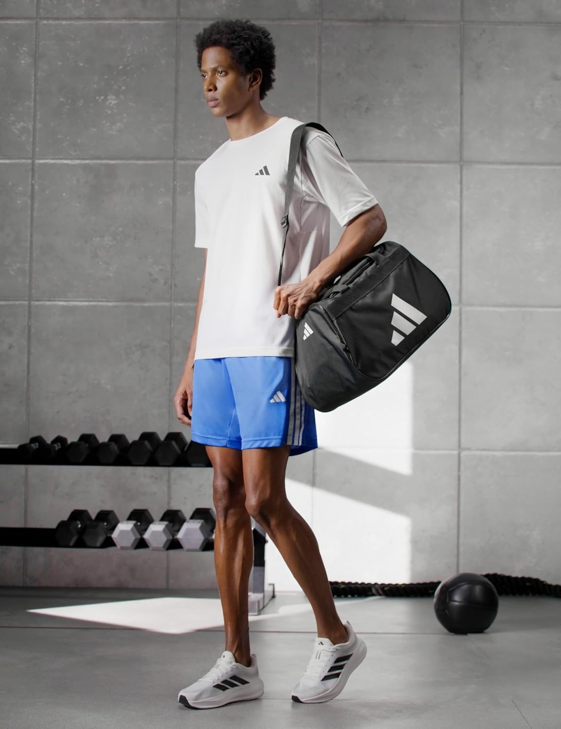 image:imageadidas Power Gym Bag Lightweight Small Duffel Blush PinkWhiteHalo Silver Grey OSFABlackWhite