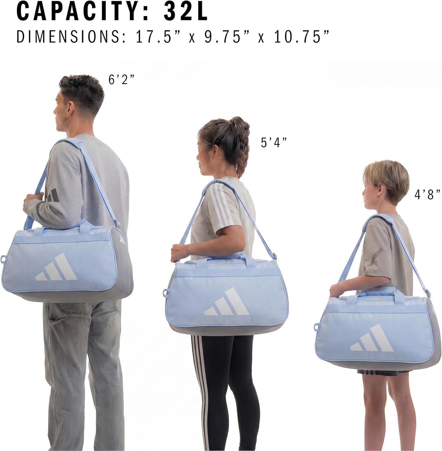 image:imageadidas Power Gym Bag Lightweight Small Duffel Blush PinkWhiteHalo Silver Grey OSFAGlow BlueWhiteGrey Three