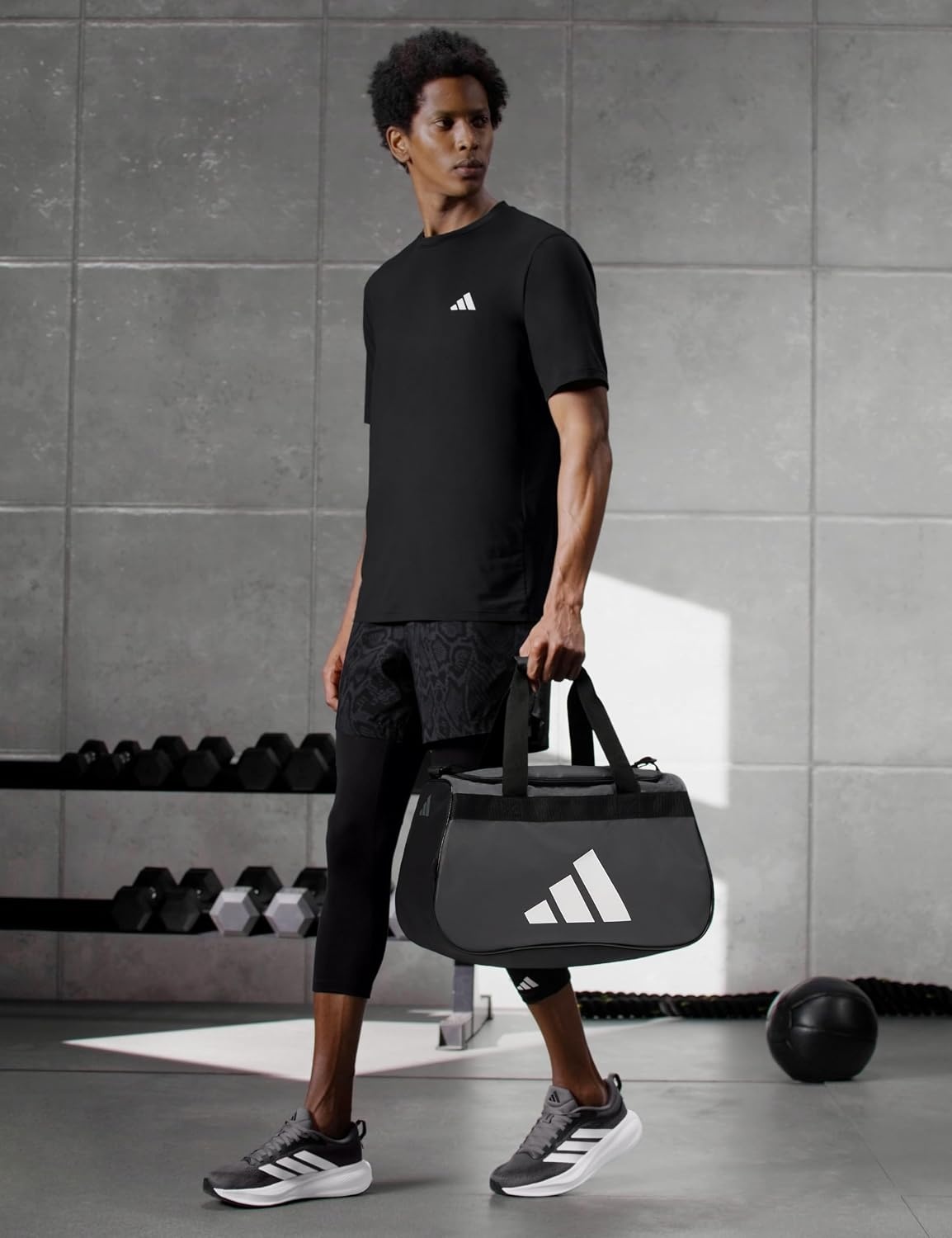 image:imageadidas Power Gym Bag Lightweight Small Duffel Blush PinkWhiteHalo Silver Grey OSFATeam Dark GreyWhiteBlack