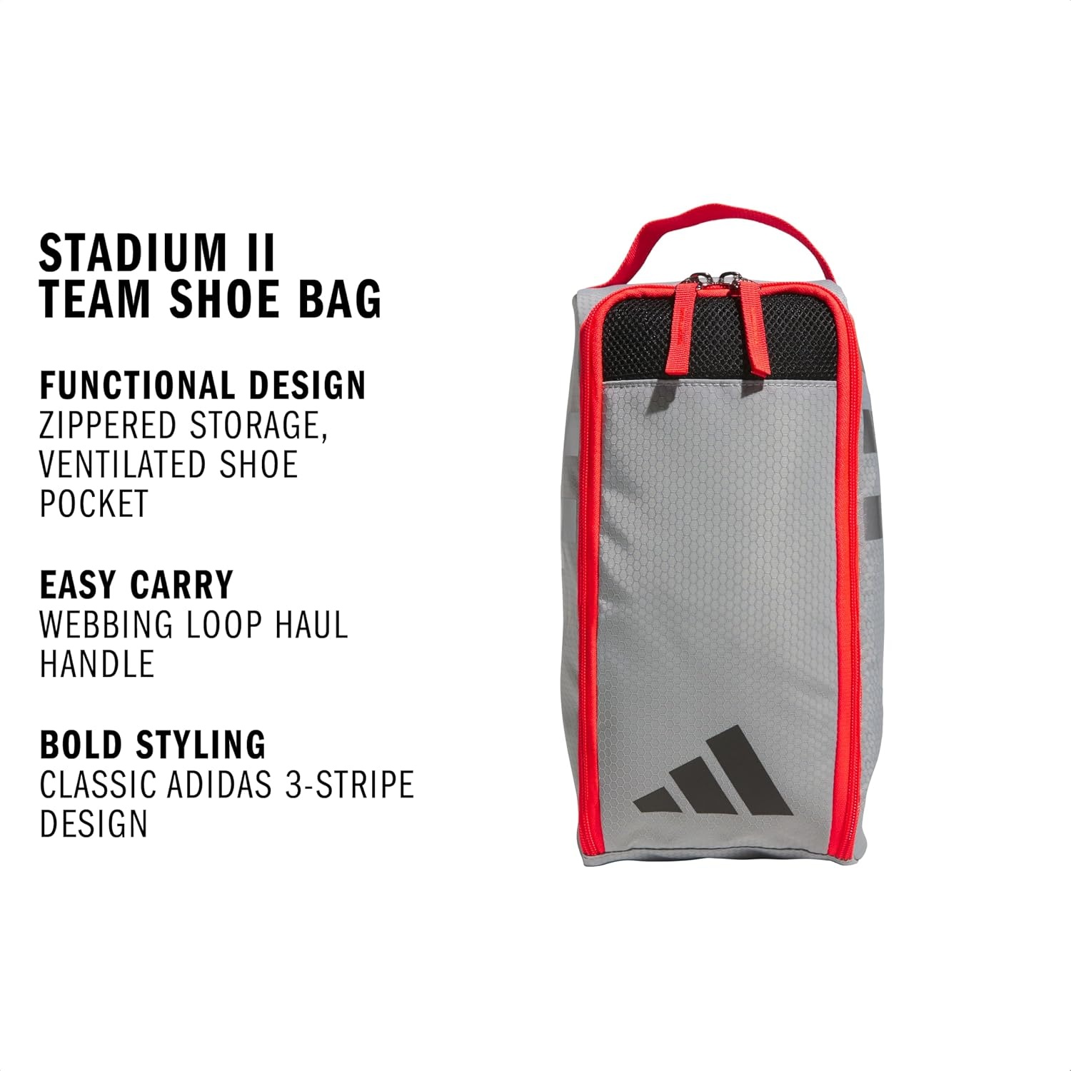 image:imageadidas Stadium 2 Team Shoe BagStone GreyLucid RedSilver MetallicWhite2