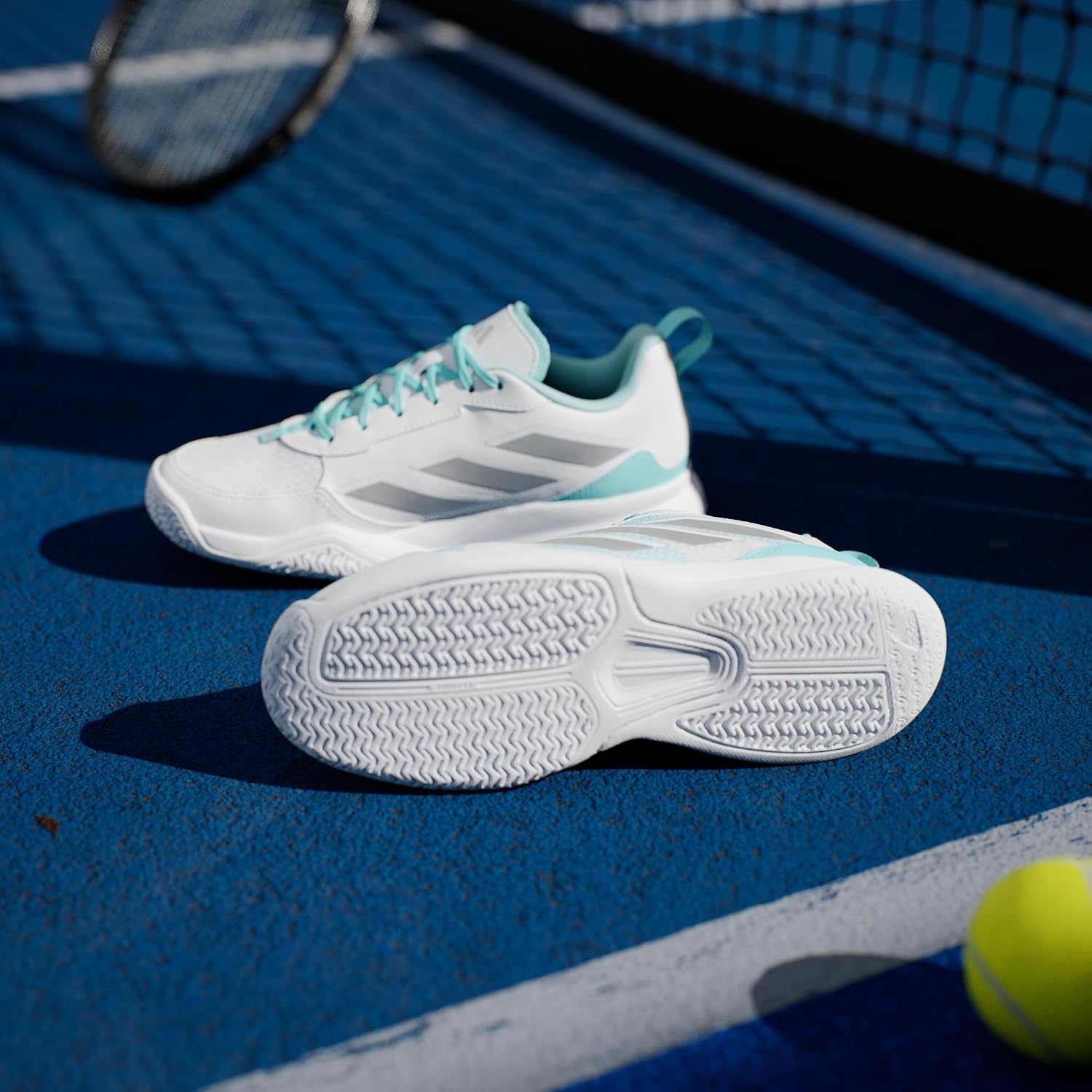 image:imageadidas Womens Avaflash Low Tennis Sneakers Shoes WhiteWhiteSilver MetallicFlash Aqua
