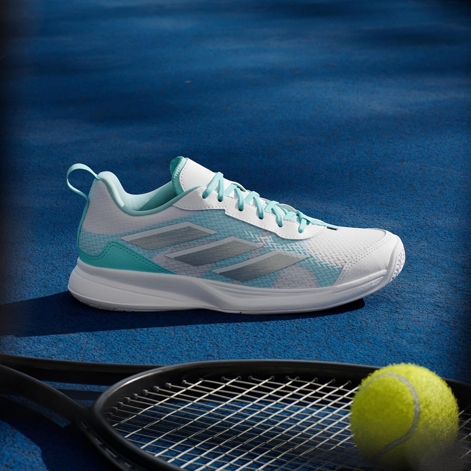 image:imageadidas Womens Avaflash Low Tennis Sneakers Shoes WhiteWhiteSilver MetallicFlash Aqua