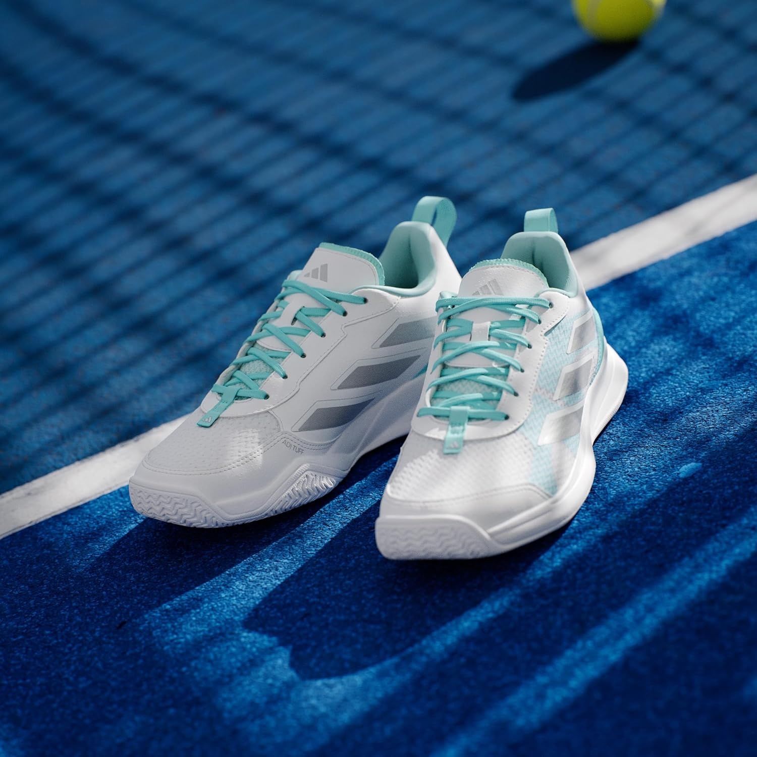 image:imageadidas Womens Avaflash Low Tennis Sneakers Shoes WhiteWhiteSilver MetallicFlash Aqua