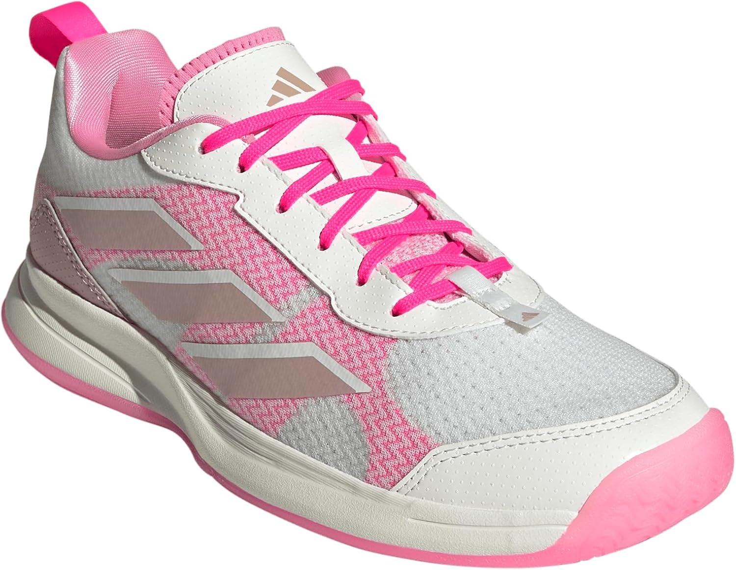 image:imageadidas Womens Avaflash Low Tennis Sneakers Shoes WhiteWhiteSilver MetallicLucid Pink