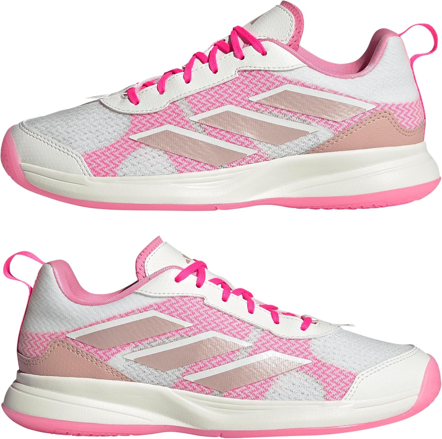 image:imageadidas Womens Avaflash Low Tennis Sneakers Shoes WhiteWhiteSilver MetallicLucid Pink