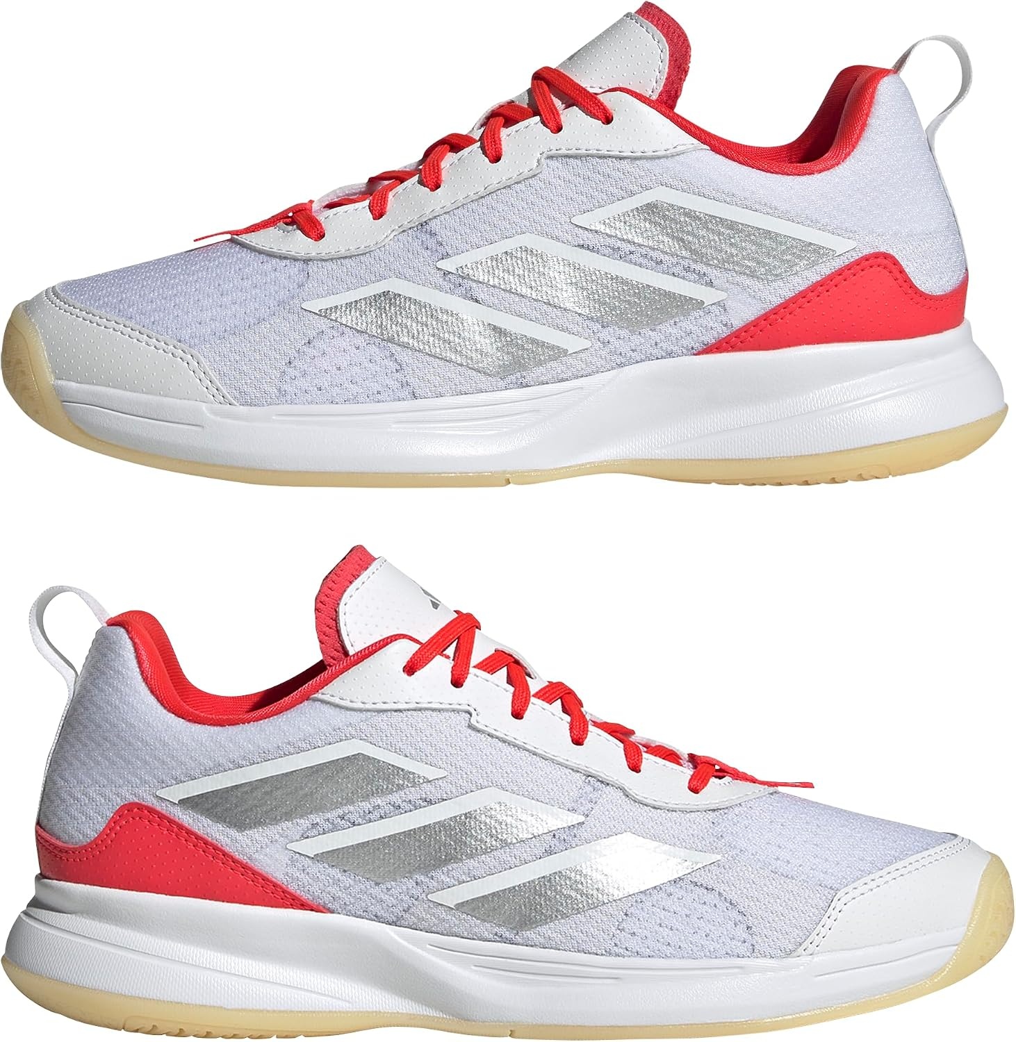 image:imageadidas Womens Avaflash Low Tennis Sneakers Shoes WhiteWhiteSilver MetallicLucid Red