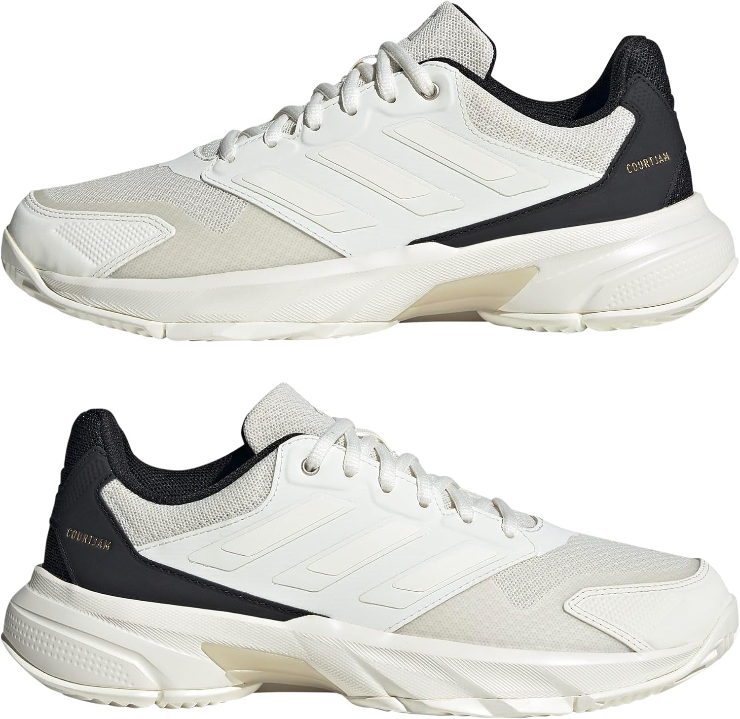 image:imageadidas Womens Courtjam Control 3 Tennis Sneakers Shoes White Tennis ShoesOff WhiteOff WhiteChampagne Metallic