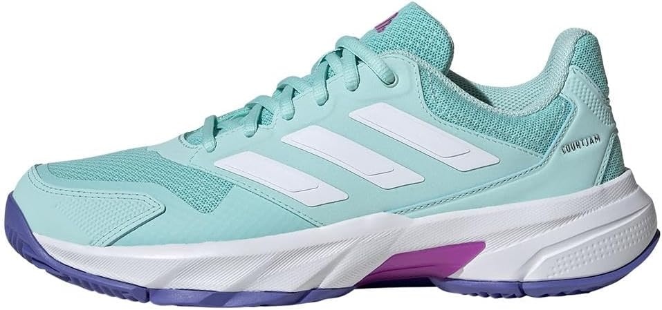 image:imageadidas Womens Courtjam Control 3 Tennis Sneakers Shoes White Tennis ShoesSemi Flash AquaWhiteCobalt Blue