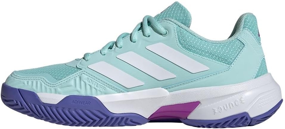 image:imageadidas Womens Courtjam Control 3 Tennis Sneakers Shoes White Tennis ShoesSemi Flash AquaWhiteCobalt Blue
