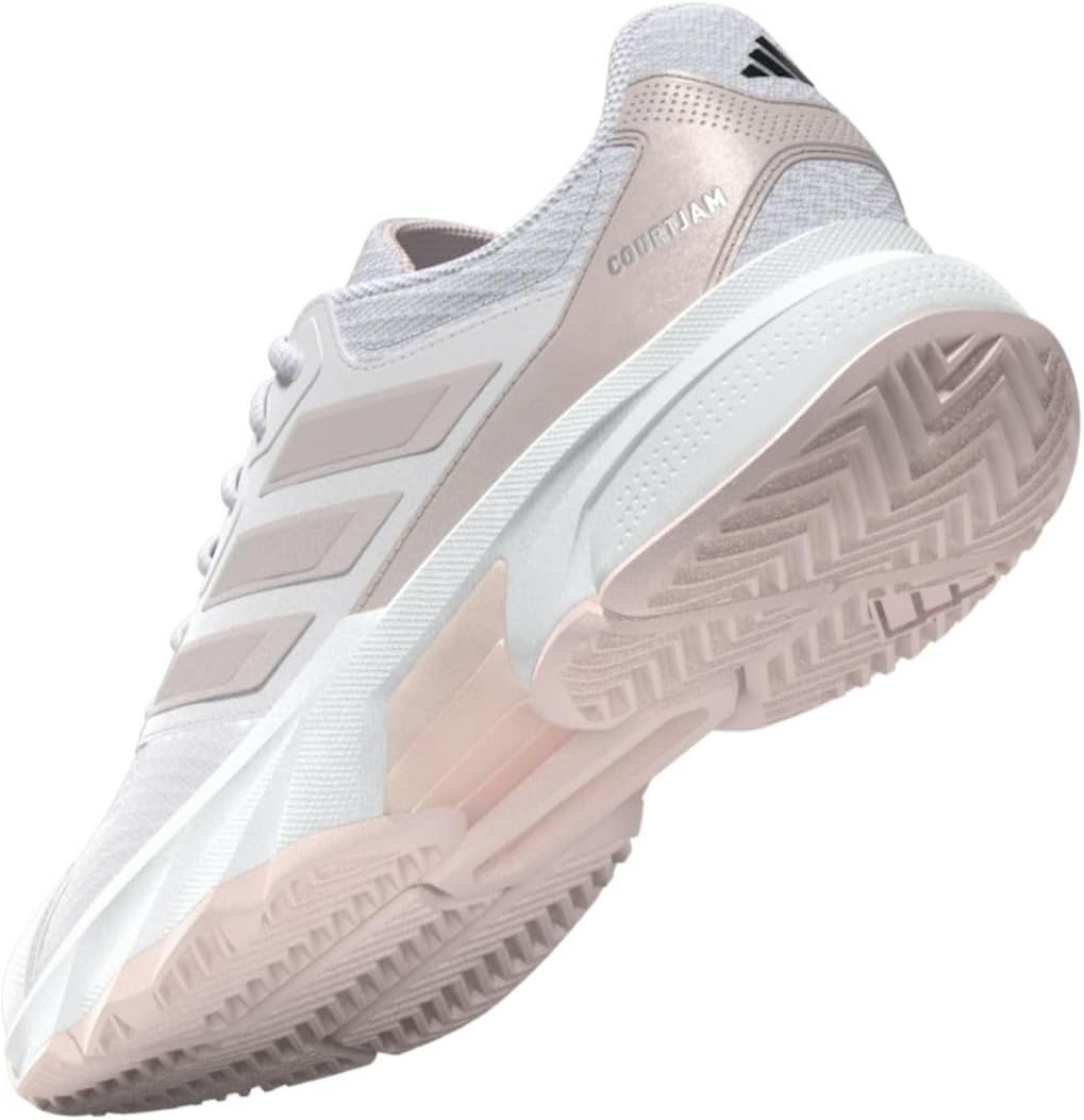 image:imageadidas Womens Courtjam Control 3 Tennis Sneakers Shoes White Tennis ShoesWhiteSandy Pink MetSandy Pink
