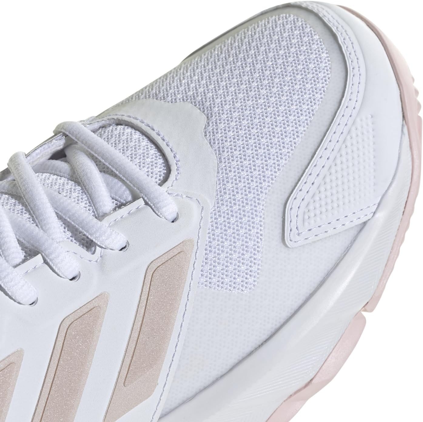 image:imageadidas Womens Courtjam Control 3 Tennis Sneakers Shoes White Tennis ShoesWhiteSandy Pink MetSandy Pink