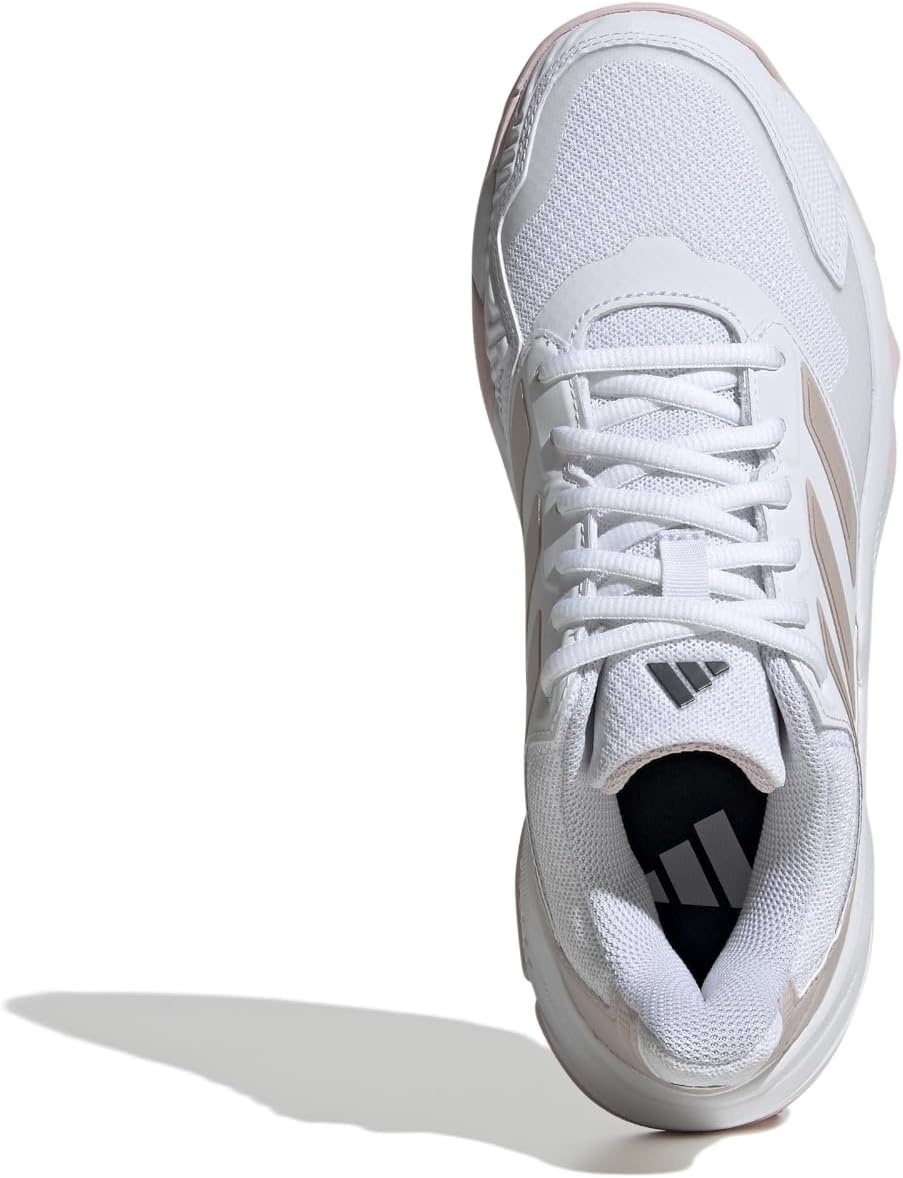 image:imageadidas Womens Courtjam Control 3 Tennis Sneakers Shoes White Tennis ShoesWhiteSandy Pink MetSandy Pink