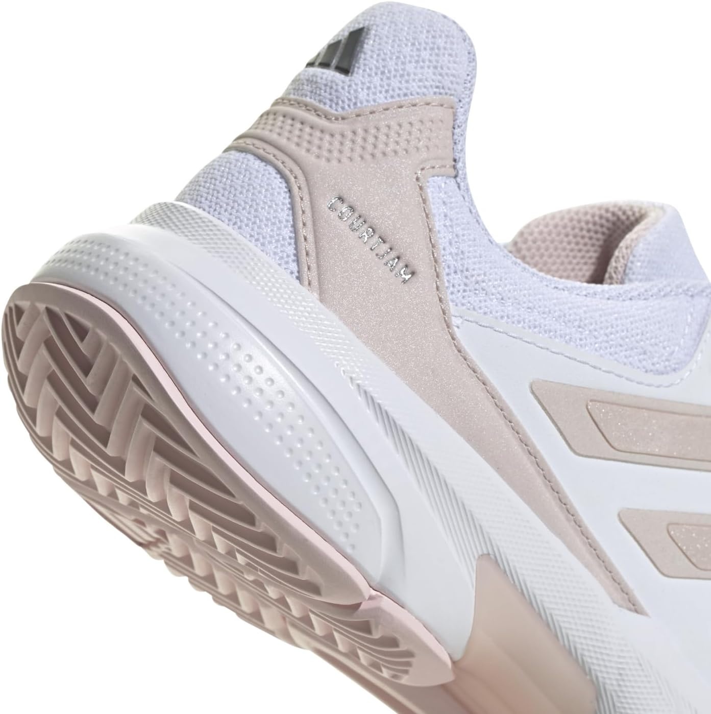 image:imageadidas Womens Courtjam Control 3 Tennis Sneakers Shoes White Tennis ShoesWhiteSandy Pink MetSandy Pink