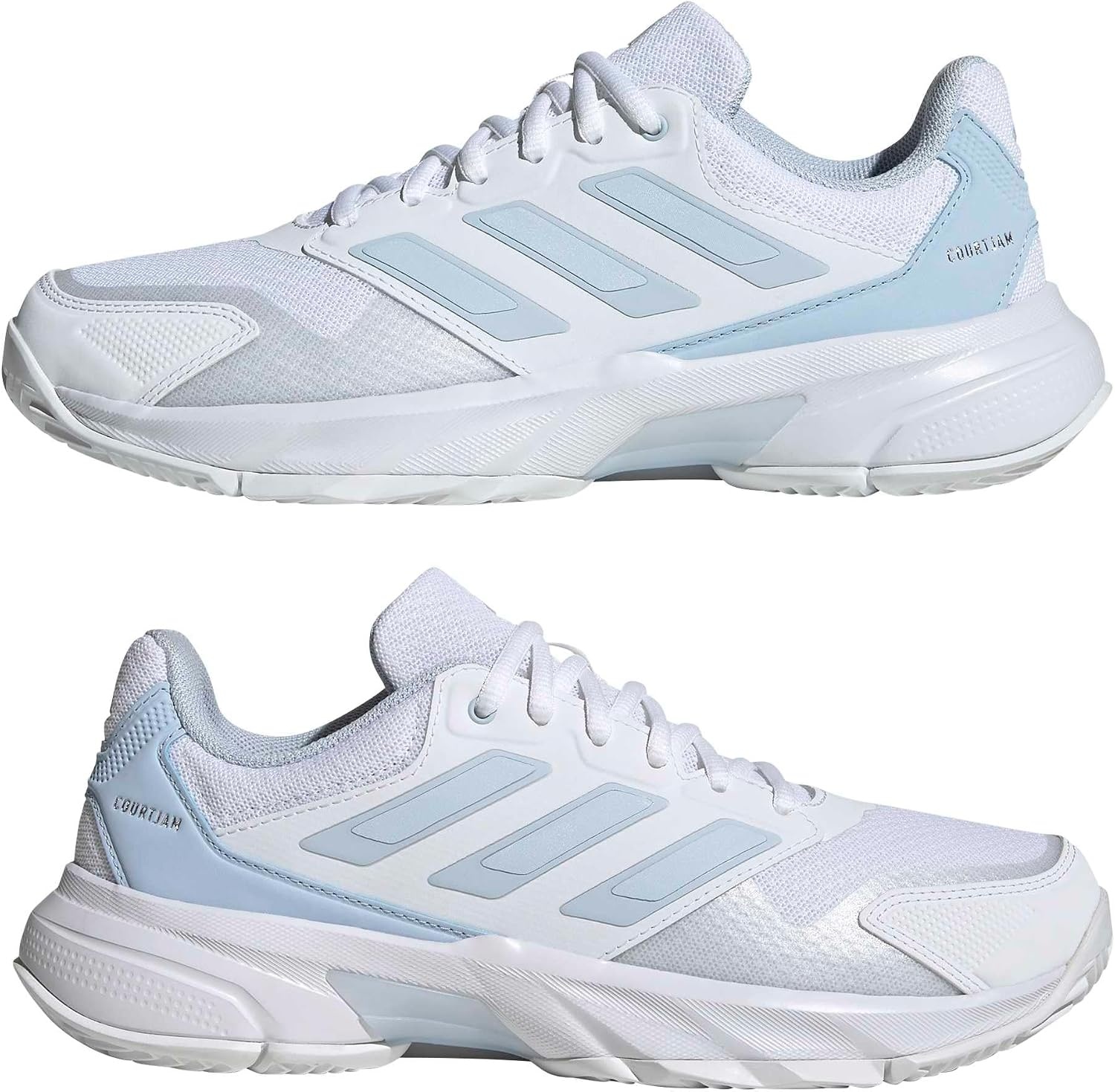 image:imageadidas Womens Courtjam Control 3 Tennis Sneakers Shoes White Tennis ShoesWhiteSilver Metallic