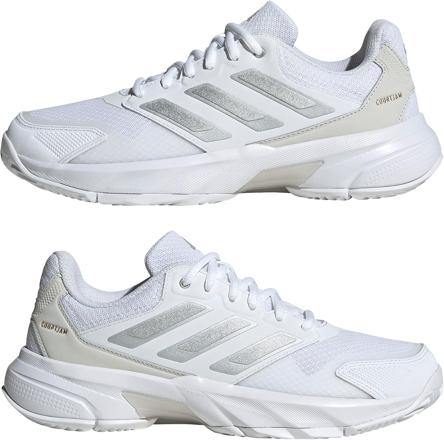 image:imageadidas Womens Courtjam Control 3 Tennis Sneakers Shoes White Tennis ShoesWhiteSilver MetallicGrey