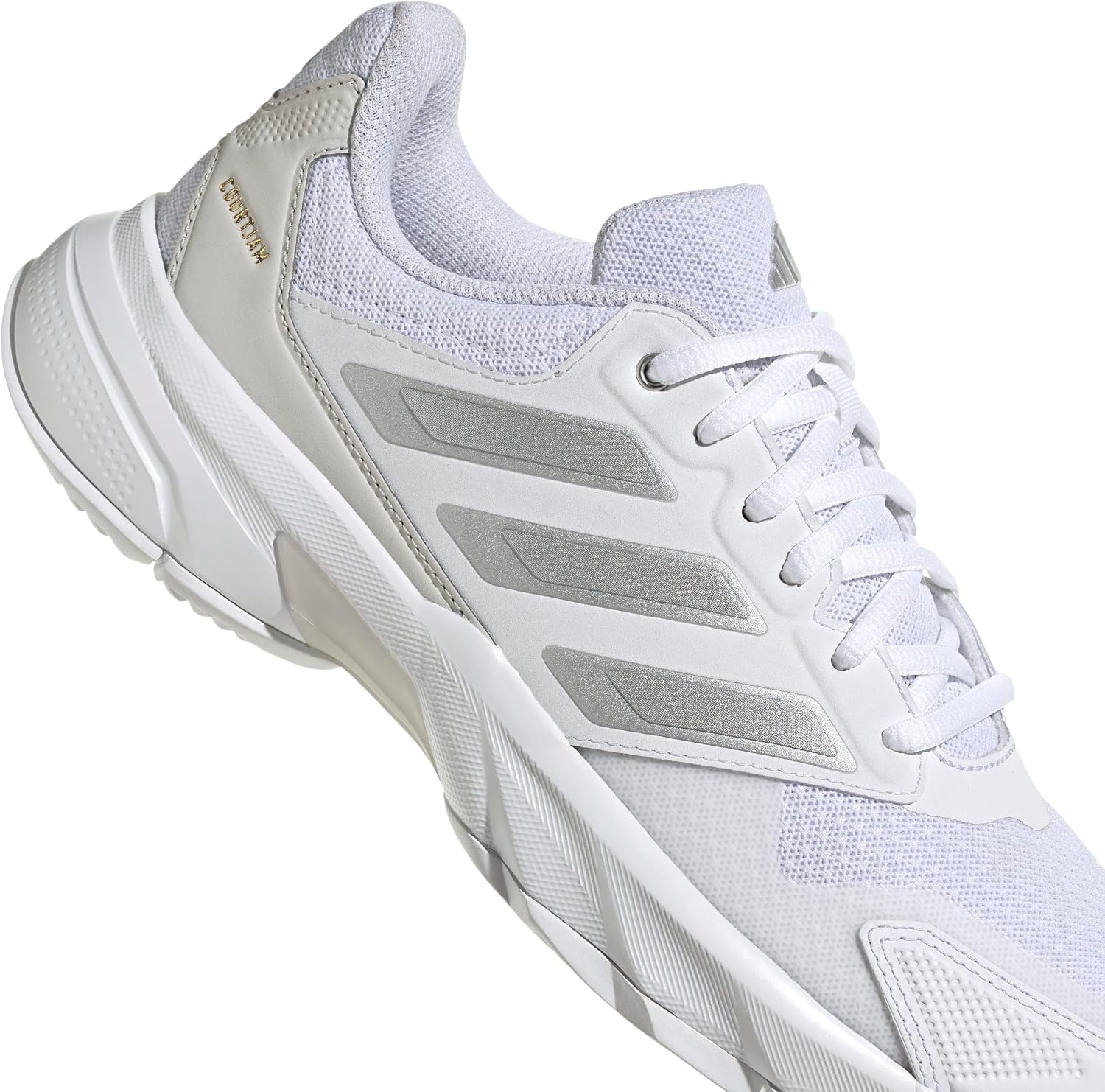 image:imageadidas Womens Courtjam Control 3 Tennis Sneakers Shoes White Tennis ShoesWhiteSilver MetallicGrey