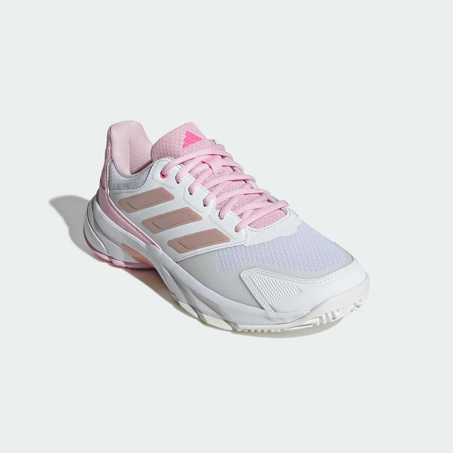 image:imageadidas Womens Courtjam Control 3 Tennis Sneakers Shoes White Tennis ShoesWhiteSilver MetallicLucid Pink