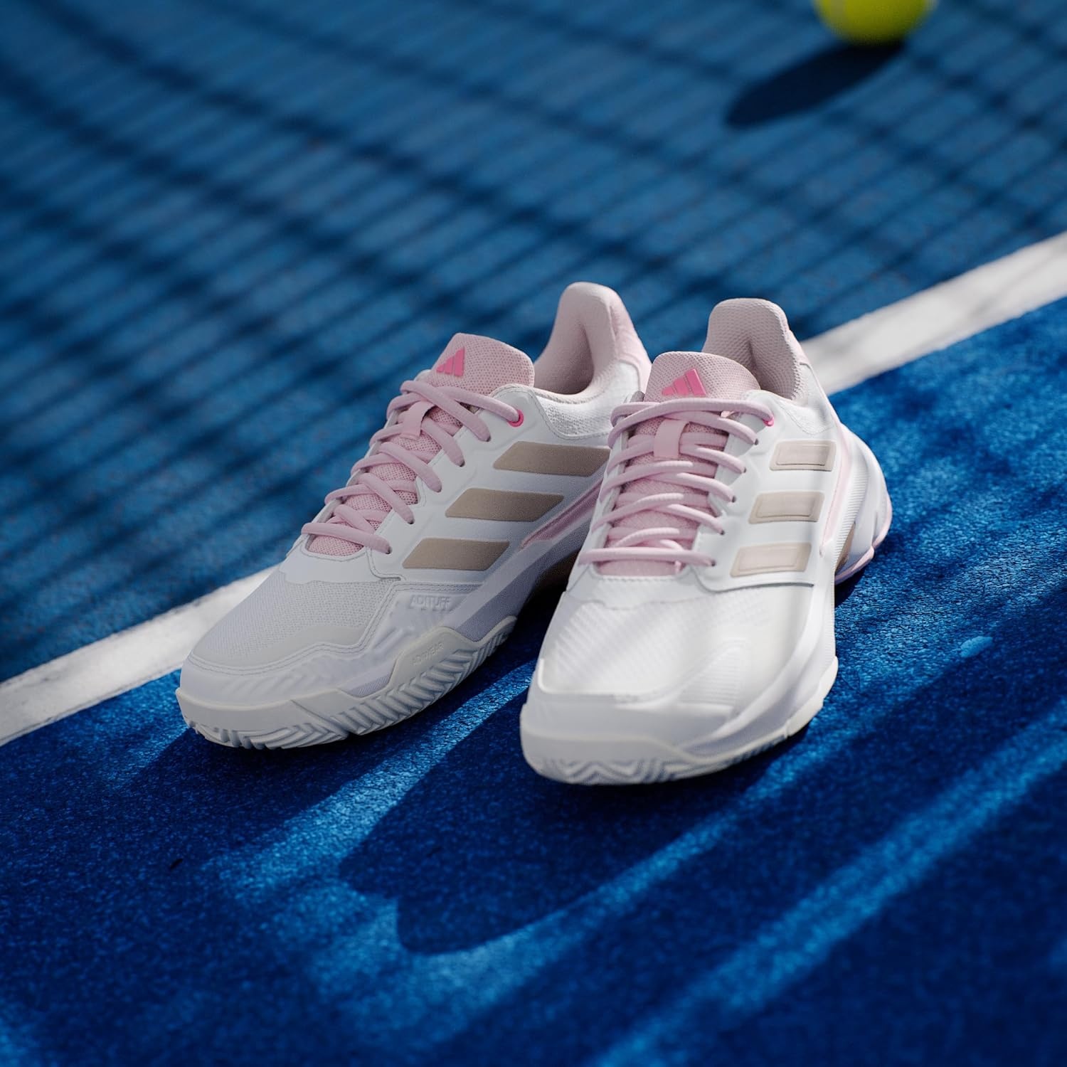 image:imageadidas Womens Courtjam Control 3 Tennis Sneakers Shoes White Tennis ShoesWhiteSilver MetallicLucid Pink