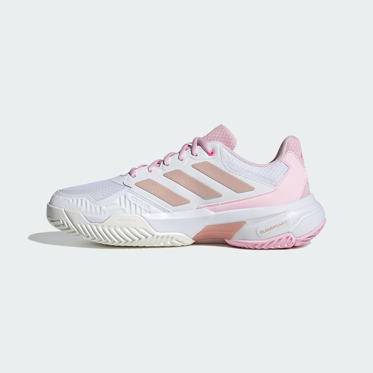 image:imageadidas Womens Courtjam Control 3 Tennis Sneakers Shoes White Tennis ShoesWhiteSilver MetallicLucid Pink