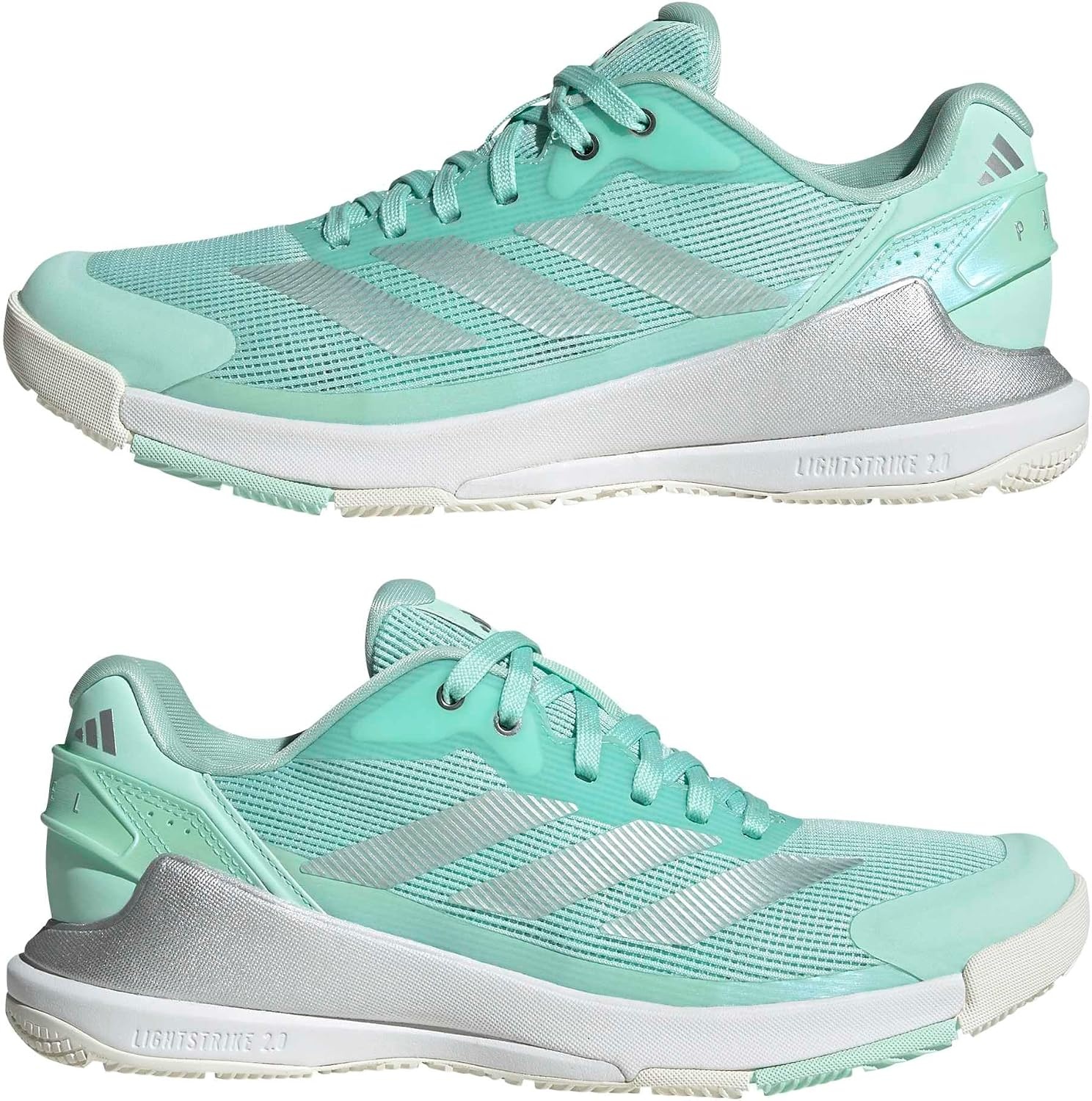 image:imageadidas Womens Crazyquick Lightstrike Padel Sneakers Shoes GreyClear MintSilver MetallicWhite