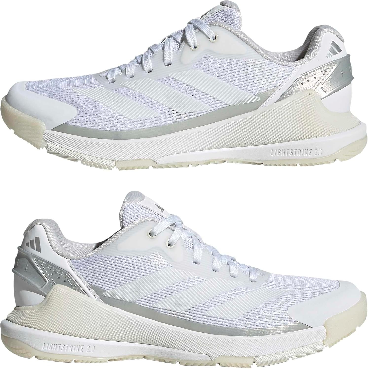 image:imageadidas Womens Crazyquick Lightstrike Padel Sneakers Shoes GreyWhiteWhiteZero Metallic