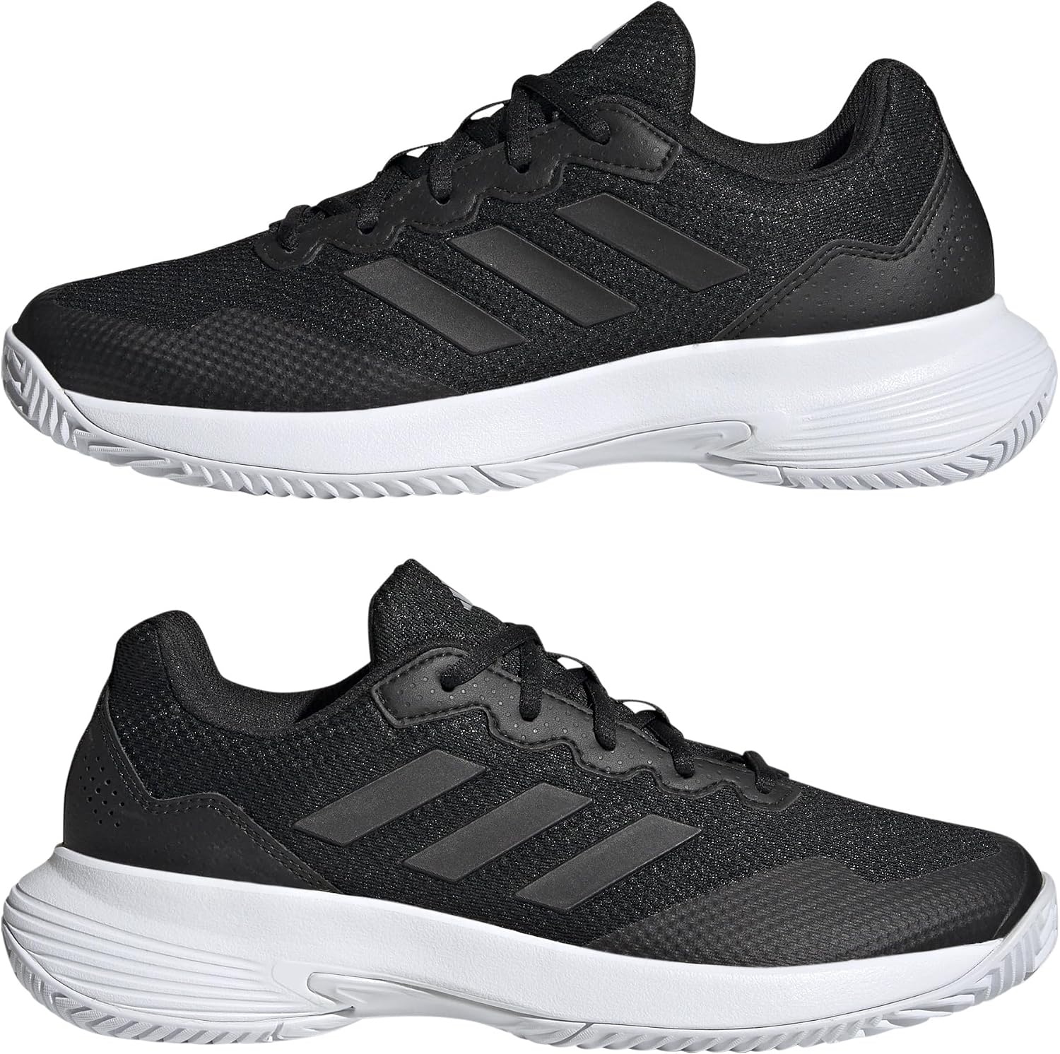 image:imageadidas Womens Gamecourt 2 Tennis ShoesCore BlackCore BlackSilver Metallic