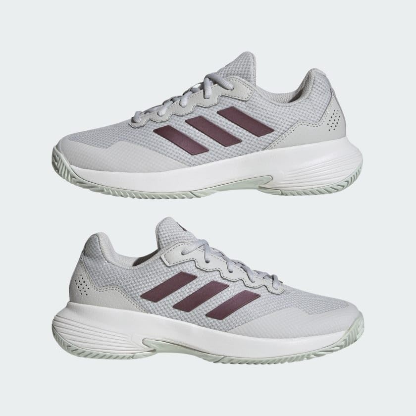 image:imageadidas Womens Gamecourt 2 Tennis ShoesGreyAurora MetallicWhite