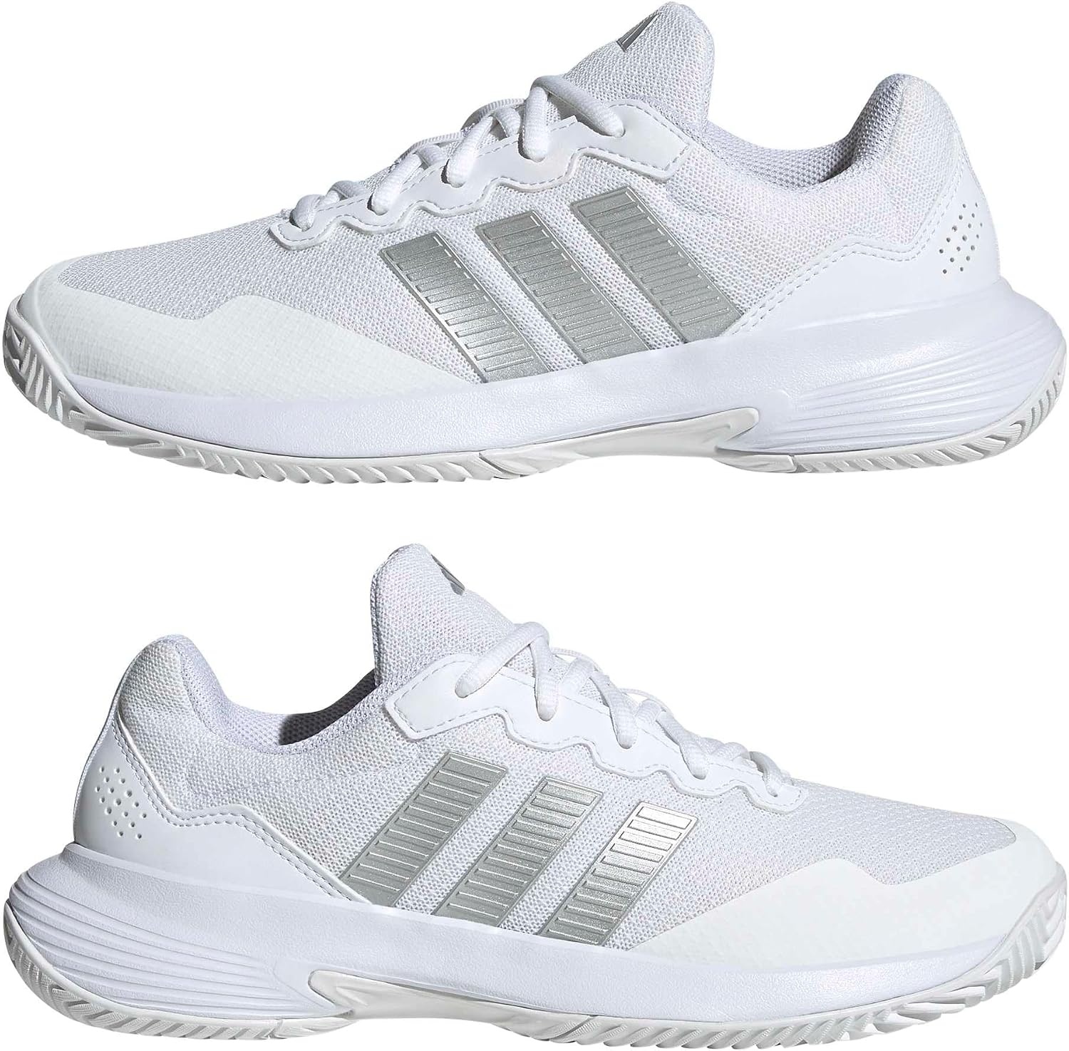 image:imageadidas Womens Gamecourt 2 Tennis ShoesWhiteSilver MetallicSilver Metallic