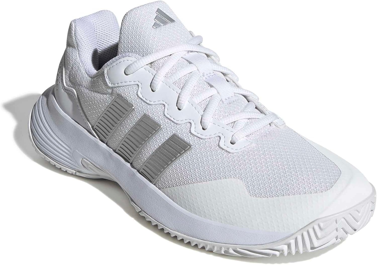 image:imageadidas Womens Gamecourt 2 Tennis ShoesWhiteSilver MetallicSilver Metallic