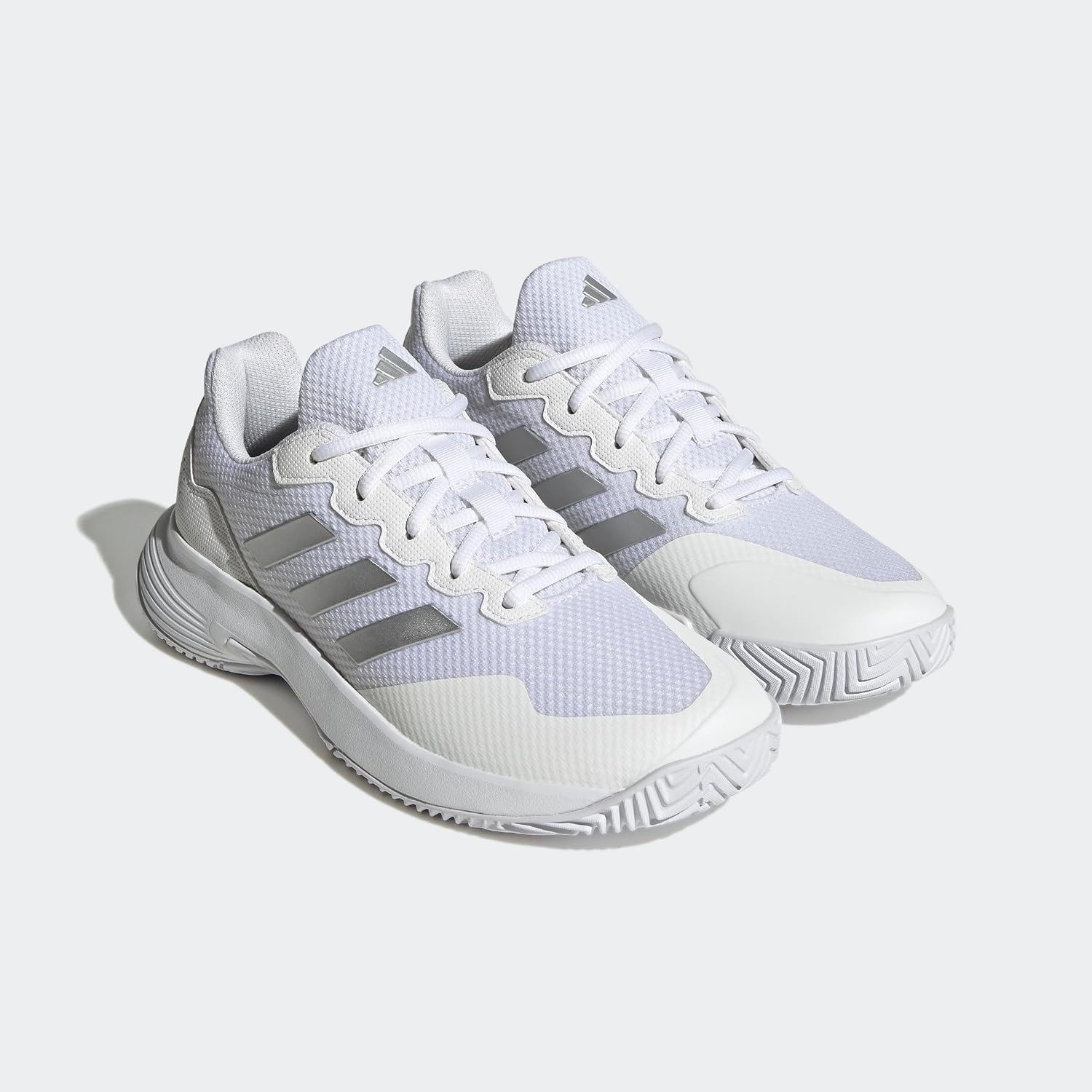 image:imageadidas Womens Gamecourt 2 Tennis ShoesWhiteSilver MetallicWhite