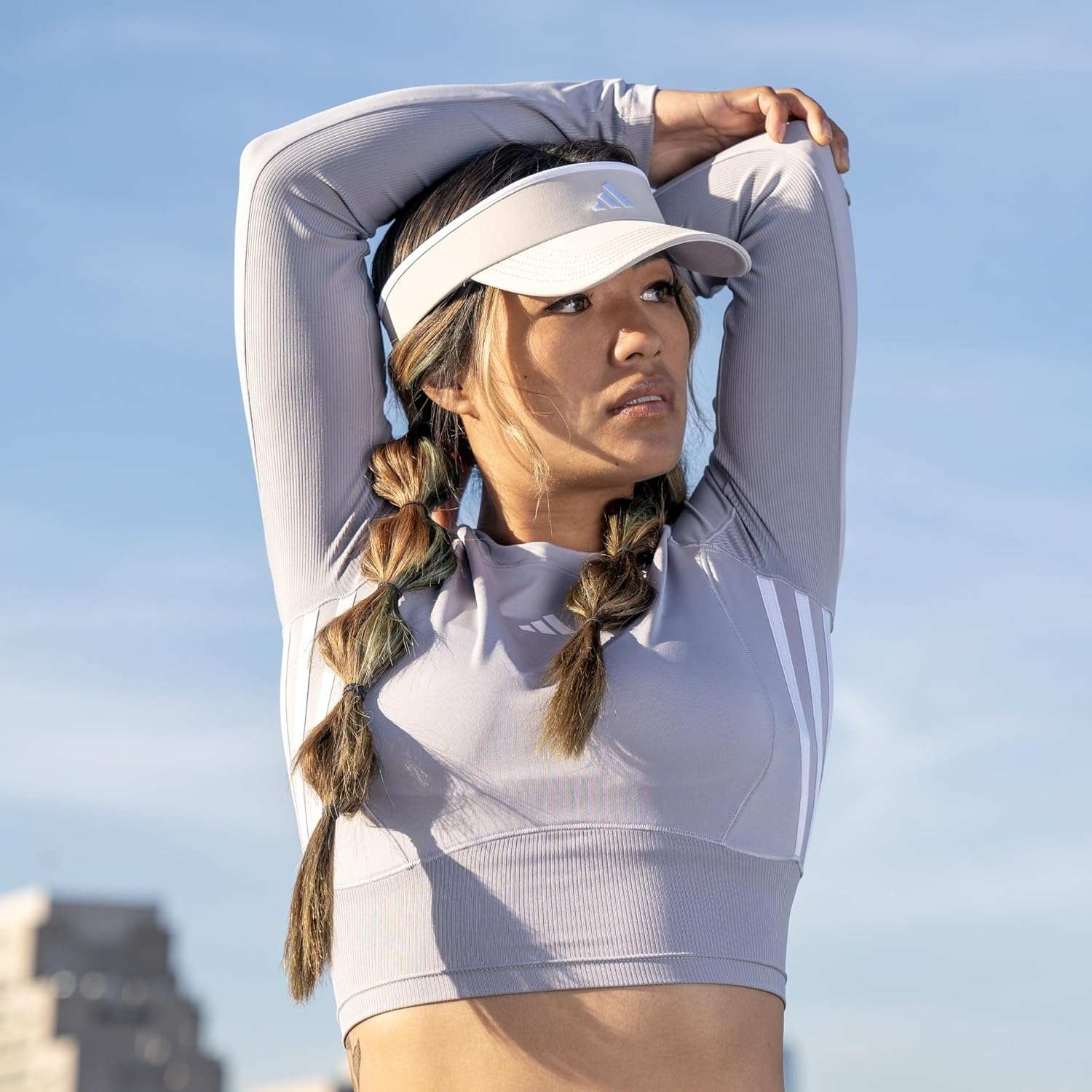 image:imageadidas Womens Match 1 Visor Snug Fit for Smaller Heads ClipOn OpenBack Fit MoistureWicking Sweatband AllDay Comfort For Tennis amp PickleballBlackWhite