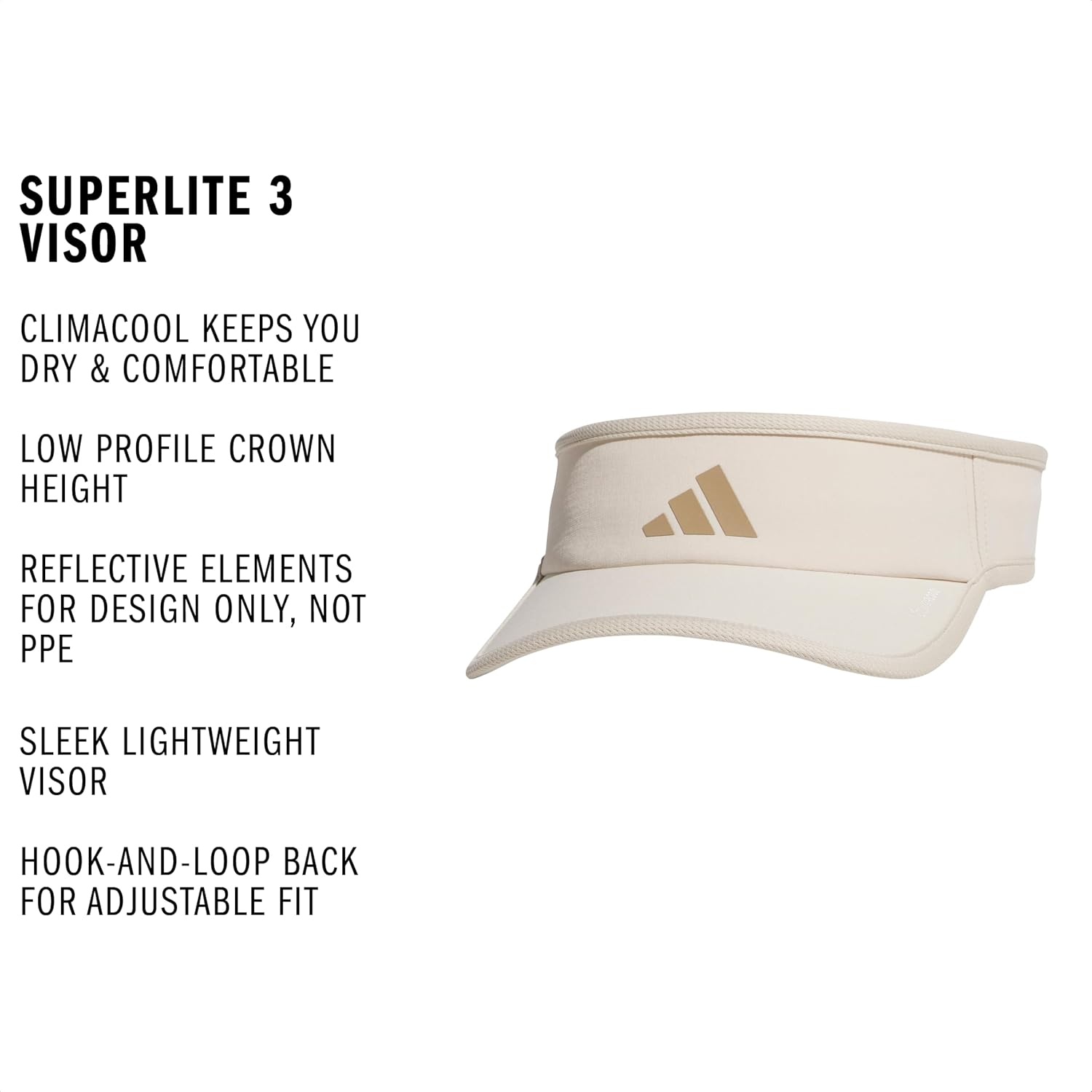image:imageadidas Womens Superlite Visor OpenTop Design Adjustable Fit Perforated Build HookandLoop Closure AllDay Sun ComfortCrystal Linen BeigeTrace Khaki3