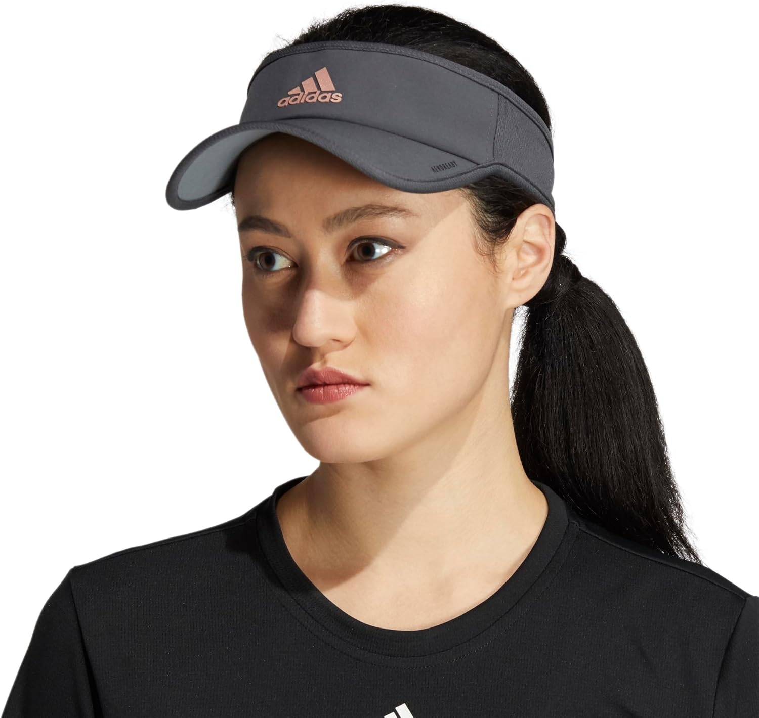 image:imageadidas Womens Superlite Visor OpenTop Design Adjustable Fit Perforated Build HookandLoop Closure AllDay Sun ComfortGrey SixRose Gold2