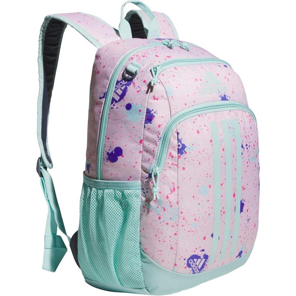 image:imageadidas Creator School Backpack 21L Padded Laptop Sleeve Durable Build RightSized For Kids Carries Comfortably Spills Wipe Away School Gym amp Travel ReadySplatter Sandy PinkSemi Flash Aqua Blue2
