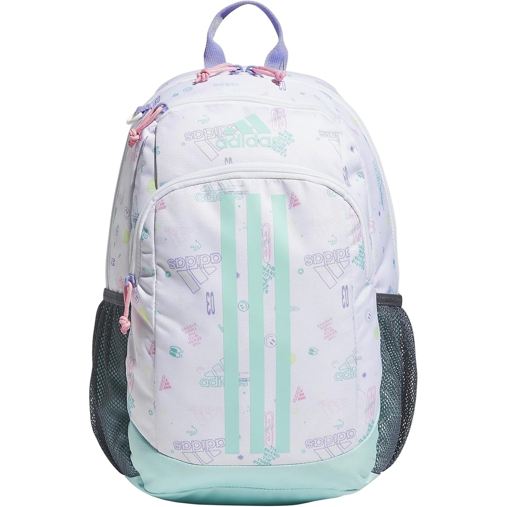 image:imageadidas Creator School Backpack 21L Padded Laptop Sleeve Durable Build RightSized For Kids Carries Comfortably Spills Wipe Away School Gym amp Travel ReadyIcon Brand Love WhiteFlash Aqua BlueLight Purple2