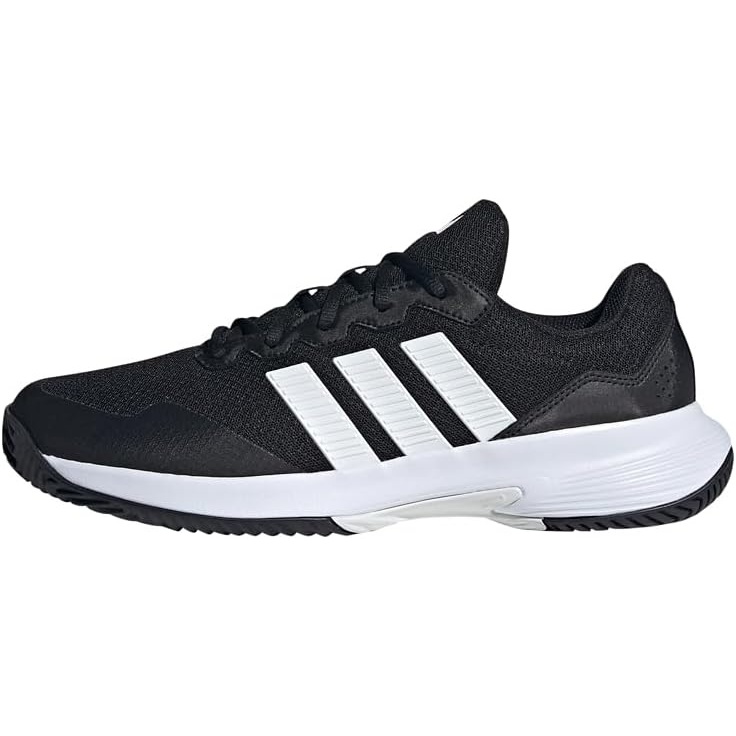 image:imageadidas Mens Gamecourt 2 Tennis ShoesBlackWhiteSilver Metallic