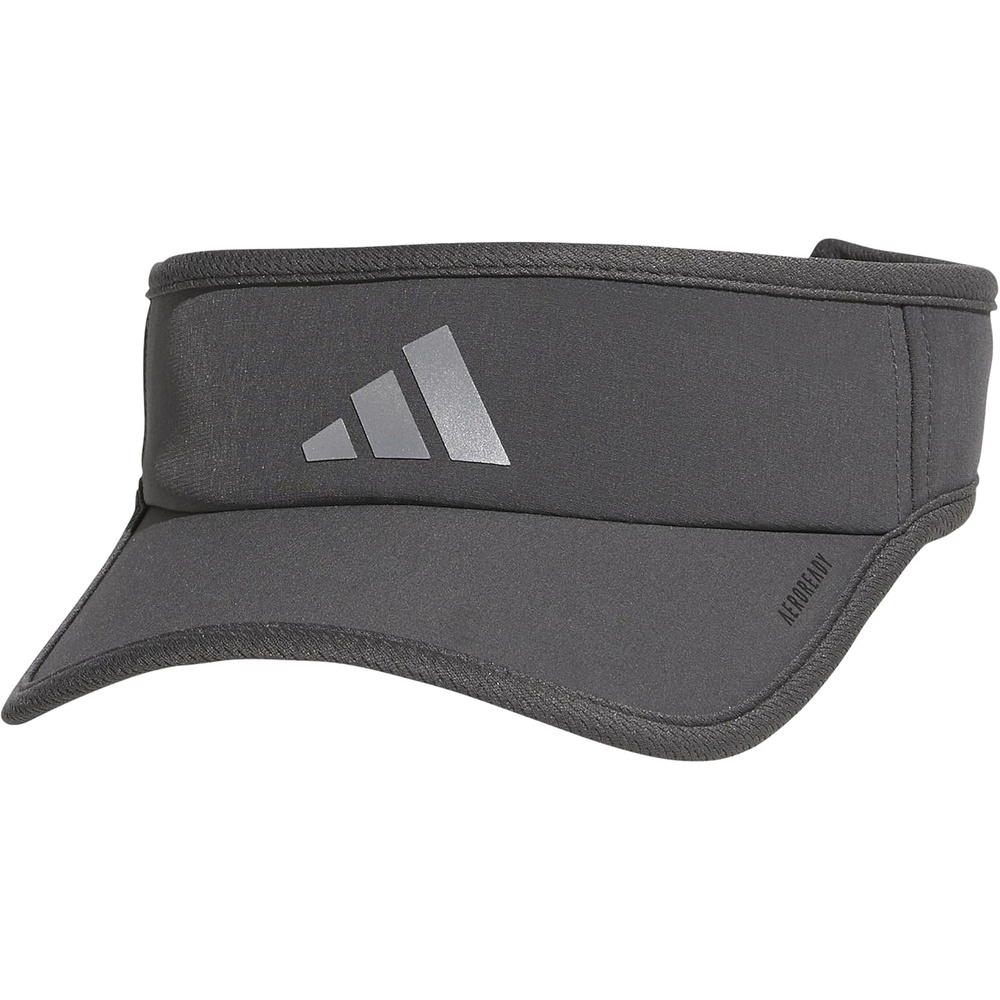 image:imageadidas Mens Superlite Visor OpenTop Design MoistureWicking Sweatband Adjustable Fit 3Stripes Side Detail DialIn Your Fit AllDay Sun ComfortGrey SixSilver Metallic3