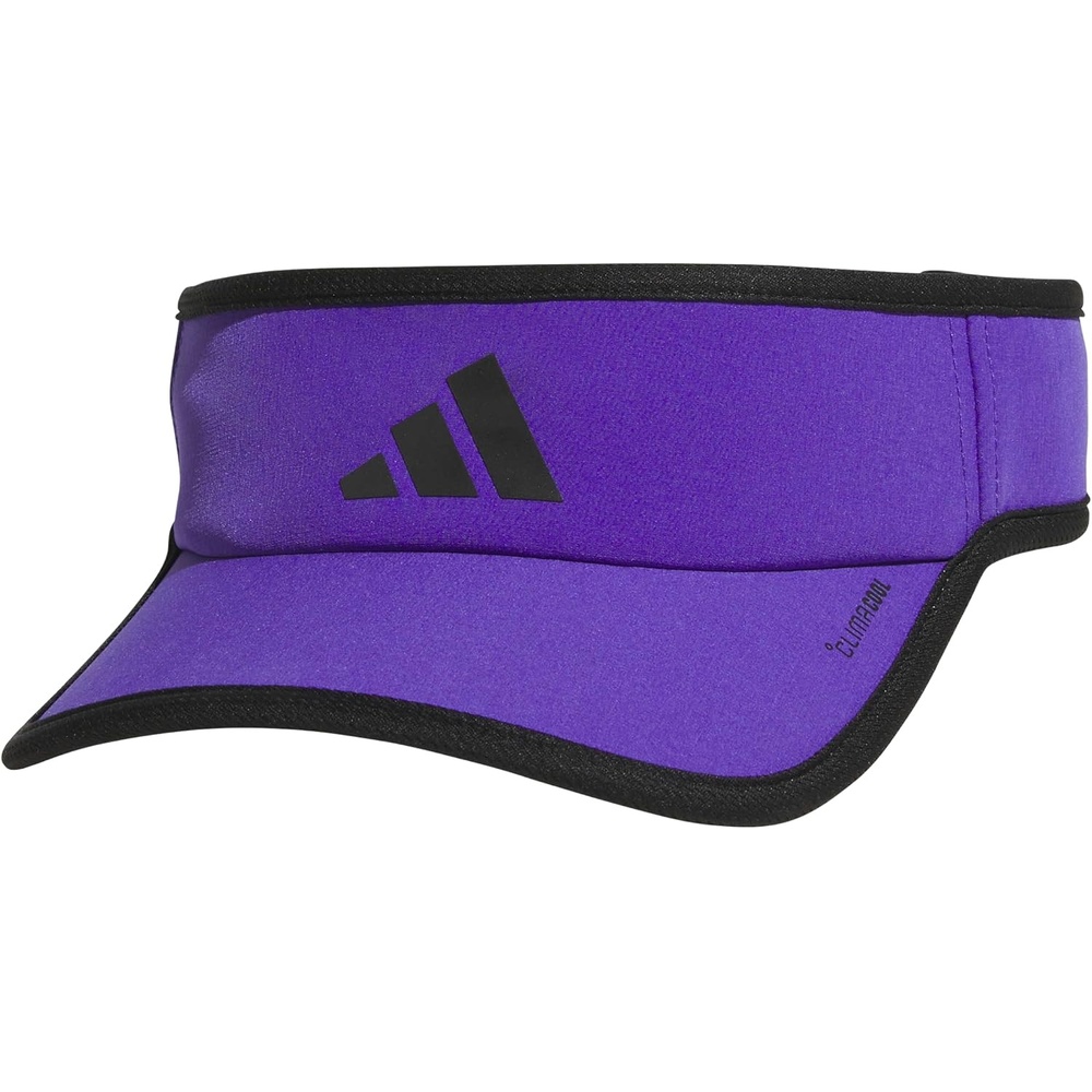 image:imageadidas Mens Superlite Visor OpenTop Design MoistureWicking Sweatband Adjustable Fit 3Stripes Side Detail DialIn Your Fit AllDay Sun ComfortPure PurpleBlack3