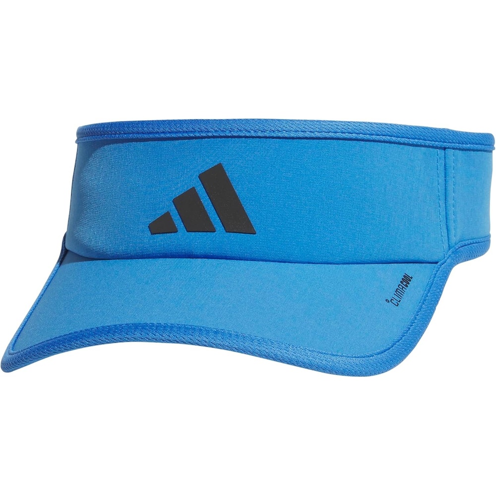image:imageadidas Mens Superlite Visor OpenTop Design MoistureWicking Sweatband Adjustable Fit 3Stripes Side Detail DialIn Your Fit AllDay Sun ComfortRay BlueBlack3