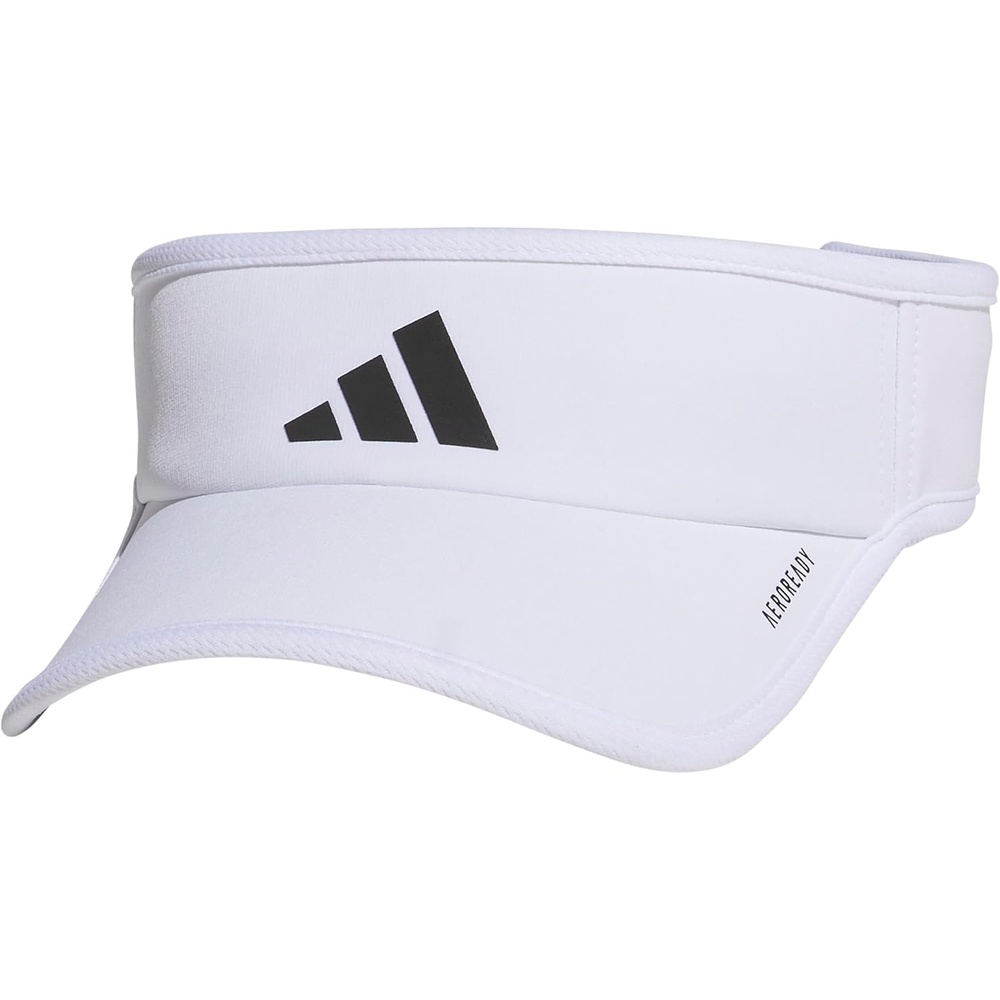 image:imageadidas Mens Superlite Visor OpenTop Design MoistureWicking Sweatband Adjustable Fit 3Stripes Side Detail DialIn Your Fit AllDay Sun ComfortWhiteBlack3