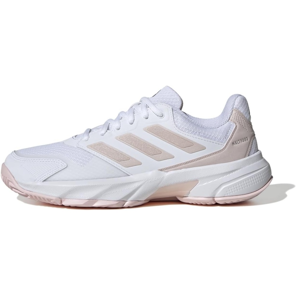 image:imageadidas Womens Courtjam Control 3 Tennis Sneakers Shoes White Tennis ShoesWhiteSandy Pink MetSandy Pink