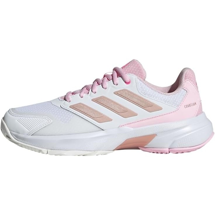 image:imageadidas Womens Courtjam Control 3 Tennis Sneakers Shoes White Tennis ShoesWhiteSilver MetallicLucid Pink