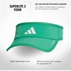 adidas Women’s Superlite Visor | Open-Top Design, Adjustable Fit, Perforated Build, Hook-and-Loop Closure, All-Day Sun Comfort(Semi Court Green/White/3)