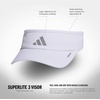 adidas Women’s Superlite Visor | Open-Top Design, Adjustable Fit, Perforated Build, Hook-and-Loop Closure, All-Day Sun Comfort(White/Silver Metallic/3)