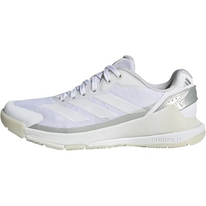 adidas Womens Crazyquick Lightstrike Padel Sneakers Shoes – Grey(White/White/Zero Metallic)