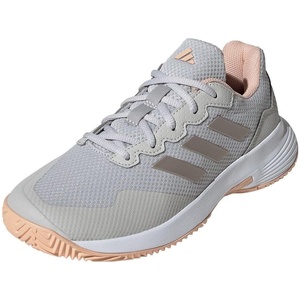 adidas Women’s Gamecourt 2 Tennis Shoes(Grey/Cyber Metallic/Powder Coral)